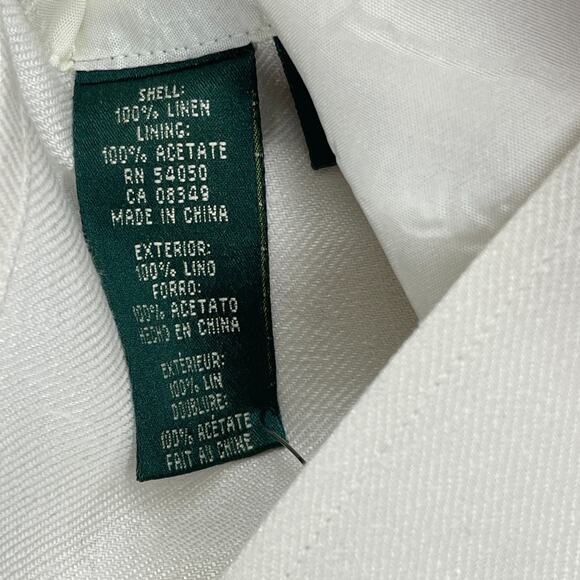 LAUREN RALPH LAUREN Vest Womens 10 Linen Waistcoat Button Front Woven Off White - Picture 10 of 14